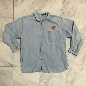 Vintage Cleveland browns Light Blue Denim Shirt with Logo